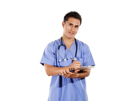 Men’s Basic V-neck, 1-Pocket Light Blue Scrub Top